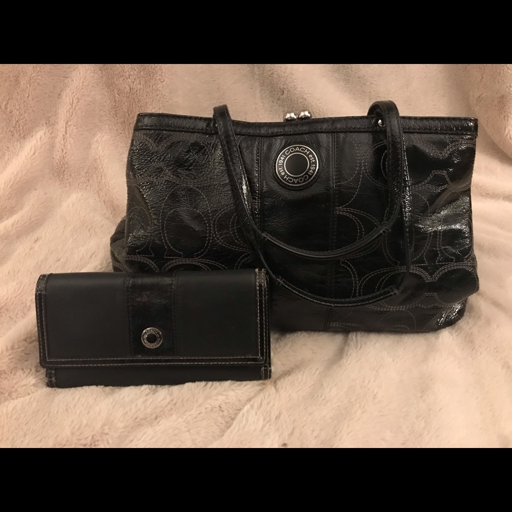 Black Coach bag and wallet